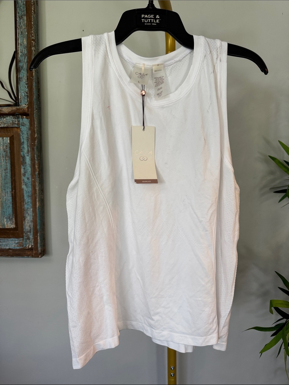 CALIA by Carrie Underwood White seamless nylon Athletic Tank Top NWT L